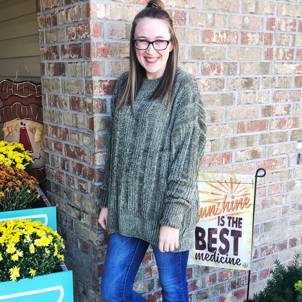 Olive Chenille Oversized Sweater